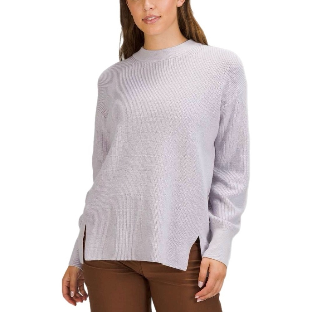 Lululemon Merino Wool-Blend Ribbed Crewneck Sweater Faint Lavender Side 6